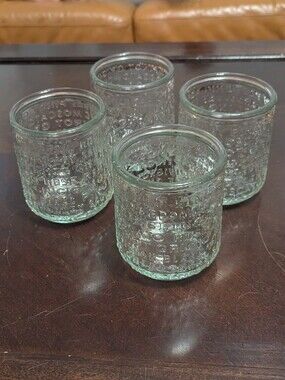 Set of Four Clear Textured Glass Tumblers